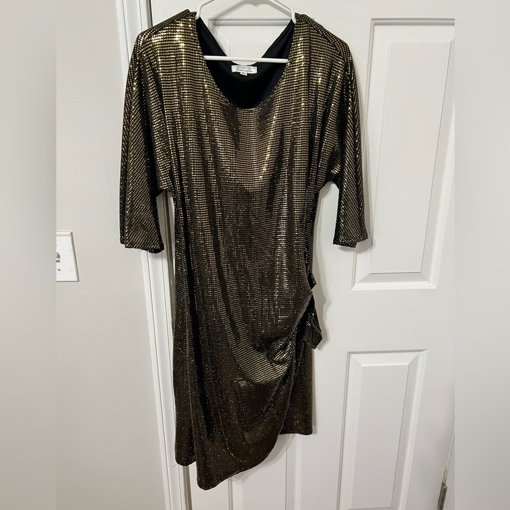 Stunning- Signature Robbie Bee- Gold Shimmer Knot Dress